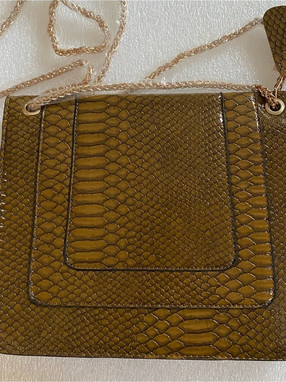 Mellow World Faux Snakeskin Brown Shoulder Bag / Crossbody with Gold Hardware